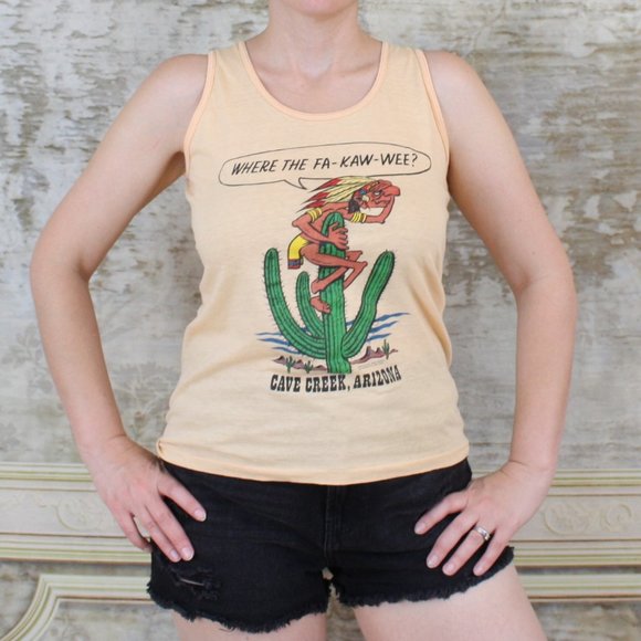 Vintage Tops - ⬇️ Vintage 70s Tank Arizona Desert Novelty S M